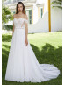 Off Shoulder Ivory Lace Tulle Sweet Wedding Dress